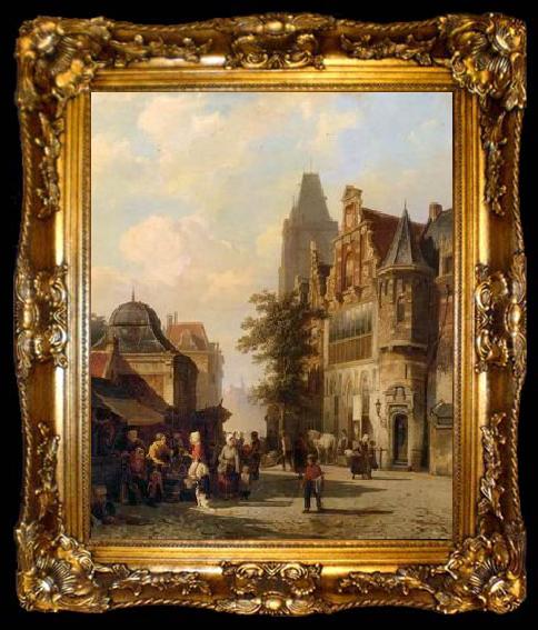 framed  unknow artist European city landscape, street landsacpe, construction, frontstore, building and architecture.028, ta009-2
